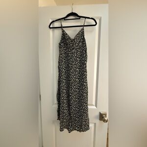 Reformation Black and Cream Swirl Midi Dress